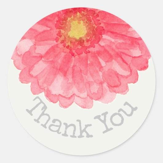 Roze Gerbera Daisy Eggshell Wit Dank u Ronde Sticker (Voorkant)