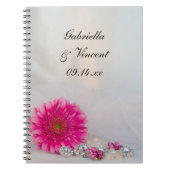 Roze Gerbera Daisy en Diamond Buttonnen Wedding Notitieboek (Voorkant)