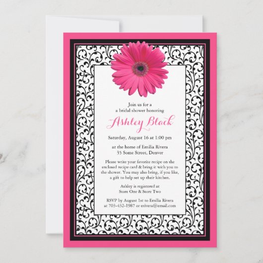 Roze Gerbera Daisy Floral Bridal Shower Kaart (Voorkant)