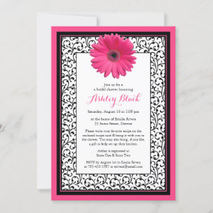 Roze Gerbera Daisy Floral Bridal Shower Kaart