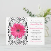 Roze Gerbera Daisy Floral Wedding Invitation Kaart (Staand voorkant)