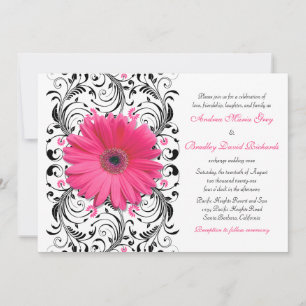Roze Gerbera Daisy Floral Wedding Invitation Kaart