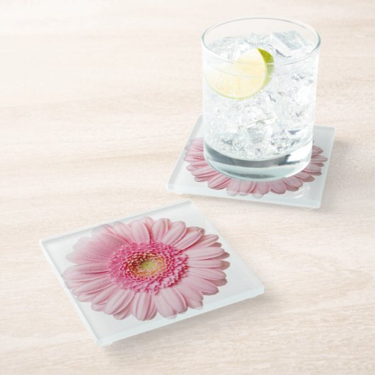 Roze Gerbera Daisy Flower Glass Onderzetter Glazen Onderzetter (Schuin)