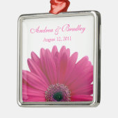 Roze Gerbera Daisy Flower Huwelijk of Jubileum Metalen Ornament (Links)
