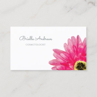 Roze Gerbera Daisy Flower op Eenvoudig Wit Visitekaartje