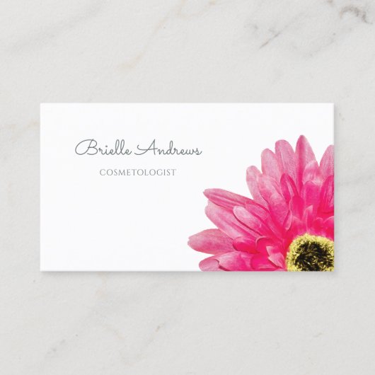  Roze Gerbera Daisy Flower op Eenvoudig Wit Visitekaartje (Voorkant)