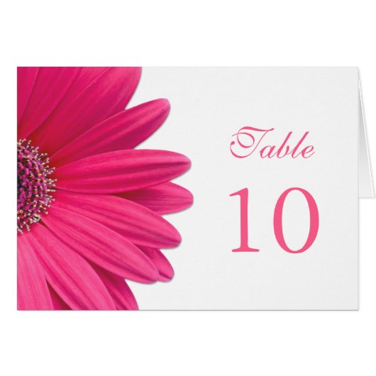 Roze Gerbera Daisy Flower Wedding Table Kaart (Voorkant Horizontaal)