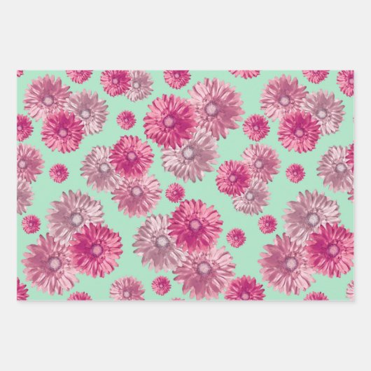  roze gerbera daisy flowers floral inpakpapier vel (Voorkant 2)