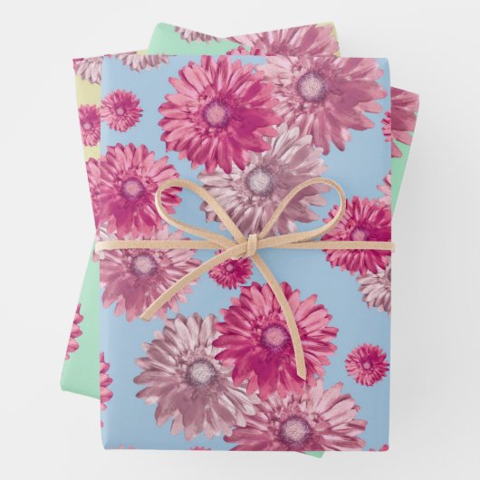  roze gerbera daisy flowers floral inpakpapier vel (In situ)
