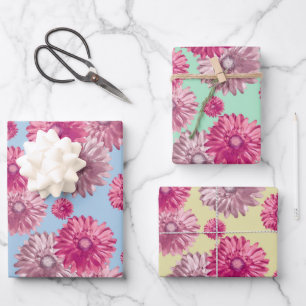  roze gerbera daisy flowers floral inpakpapier vel