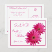 Roze Gerbera Daisy Flowers RSVP Briefkaart (Voorkant / Achterkant)