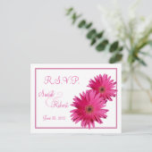 Roze Gerbera Daisy Flowers RSVP Briefkaart (Staand voorkant)
