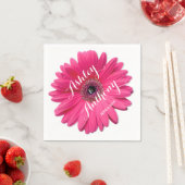 Roze Gerbera Daisy gepersonaliseerde bruiloft Servet (Insitu)