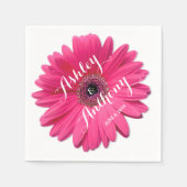 Roze Gerbera Daisy gepersonaliseerde bruiloft Servet (Voorkant)