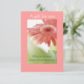 Roze Gerbera Daisy Gift Certificate (Staand voorkant)