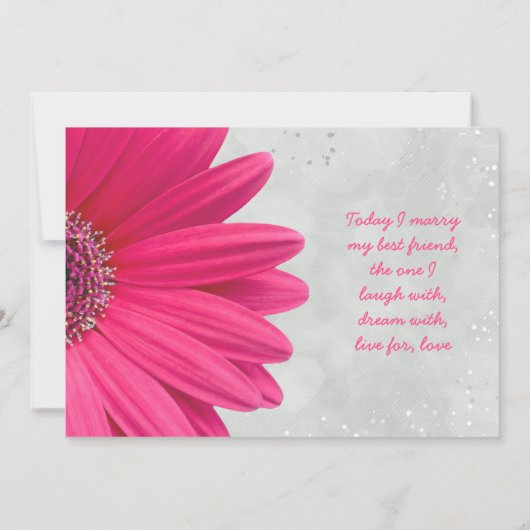 Roze Gerbera Daisy Gray Gray Weddenschap Kaart (Achterkant)