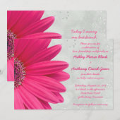 Roze Gerbera Daisy Gray Gray Weddenschap Kaart (Voorkant / Achterkant)