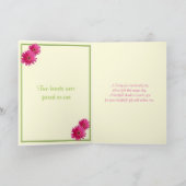 Roze Gerbera Daisy Green Ribbon bruiloft Dank u Bedankkaart (Binnen)
