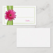 Roze Gerbera Daisy Green Ribbon Place Card Plaatskaartje (Voorkant / Achterkant)