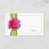 Roze Gerbera Daisy Green Ribbon Place Card Plaatskaartje (Voorkant)