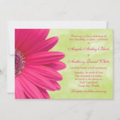 Roze Gerbera Daisy Green Wedding Invitation Kaart (Voorkant)