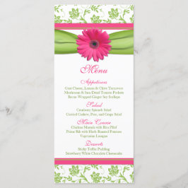 Roze Gerbera Daisy Groene Bloemen Trouwmenu Menu