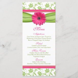 Roze Gerbera Daisy Groene Bloemen Trouwmenu Menu