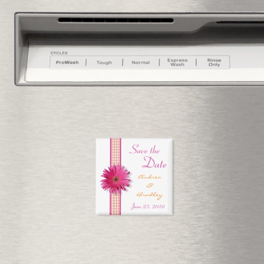 Roze Gerbera Daisy Monogram Magnet (Insitu (Vaatwasser))