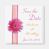 Roze Gerbera Daisy Monogram Magnet (Voorkant)