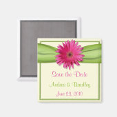 Roze Gerbera Daisy Monogram Magnet (Voorkant / Achterkant)