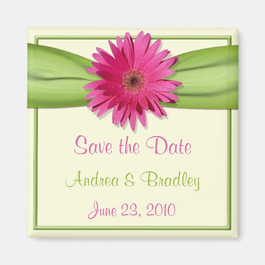 Roze Gerbera Daisy Monogram Magnet (Voorkant)