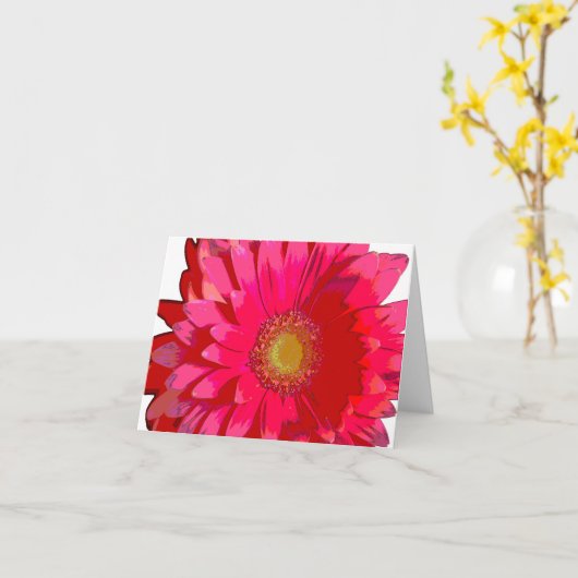 Roze Gerbera Daisy Note Card Kaart (Gele Bloem)