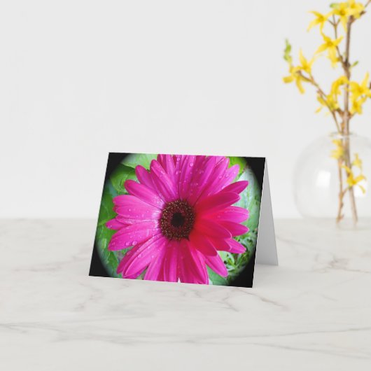 Roze Gerbera Daisy notecard Kaart (Gele Bloem)