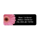 Roze Gerbera Daisy op Black | Retouradres Etiket (Voorkant)