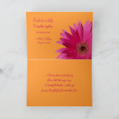 Roze Gerbera Daisy Orange Wedding Thank You Bedankkaart (Binnen)