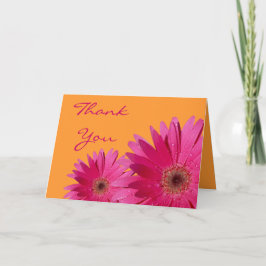 Roze Gerbera Daisy Orange Wedding Thank You Bedankkaart