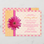 Roze Gerbera Daisy Oranje Bridal Shower Kaart (Voorkant / Achterkant)