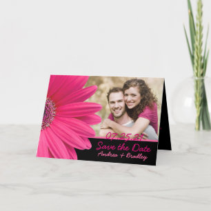 Roze Gerbera Daisy Photo Save the Date Card Aankondiging