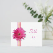 Roze Gerbera Daisy Plaid Table Number Card Briefkaart (Staand voorkant)