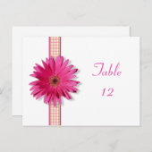 Roze Gerbera Daisy Plaid Table Number Card Briefkaart (Voorkant / Achterkant)