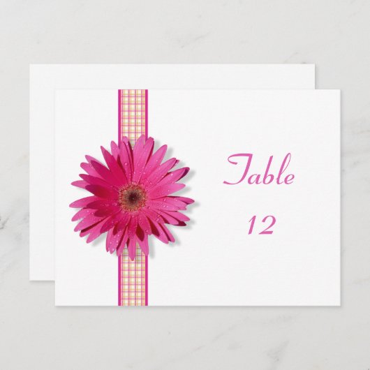 Roze Gerbera Daisy Plaid Table Number Card Briefkaart (Voorkant / Achterkant)