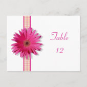 Roze Gerbera Daisy Plaid Table Number Card Briefkaart (Voorkant)