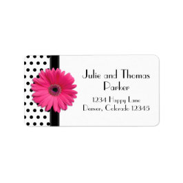 Roze Gerbera Daisy Polka Dot Weddenschap Etiket