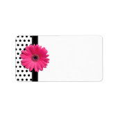 Roze Gerbera Daisy Polka Dot Wedding Blank Adres Etiket (Voorkant)