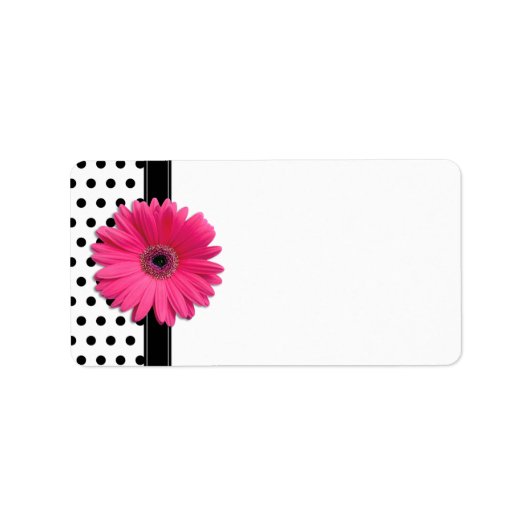 Roze Gerbera Daisy Polka Dot Wedding Blank Adres Etiket (Voorkant)