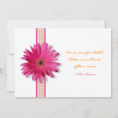 Roze Gerbera Daisy Pset Ribbon Wedding Invitation Kaart (Achterkant)