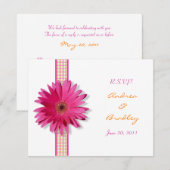  Roze Gerbera Daisy Response Kaart (Voorkant / Achterkant)