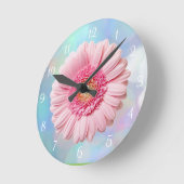 Roze Gerbera Daisy Round Wall klok (Hoek)