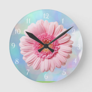 Roze Gerbera Daisy Round Wall klok