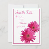 Roze Gerbera Daisy Save the Date Kaart (Voorkant)